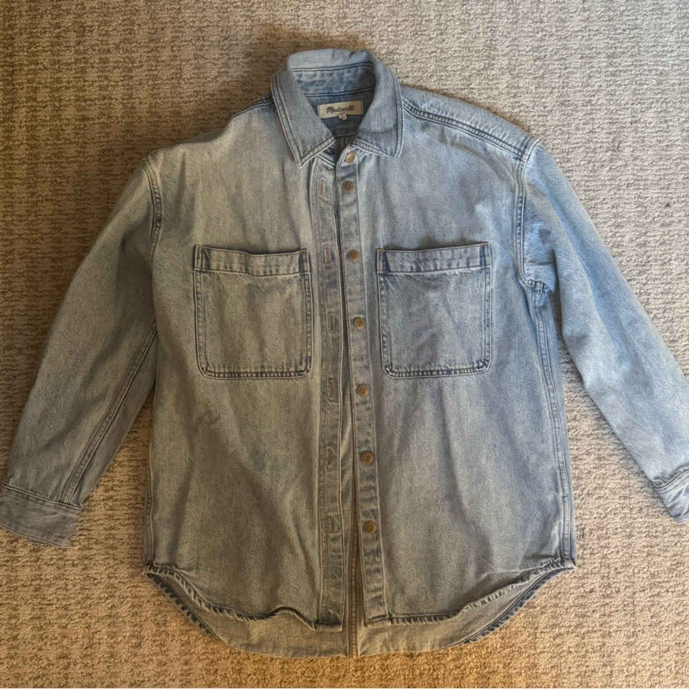 Madewell light blue shacket